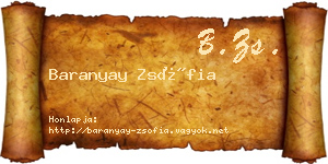 Baranyay Zsófia névjegykártya